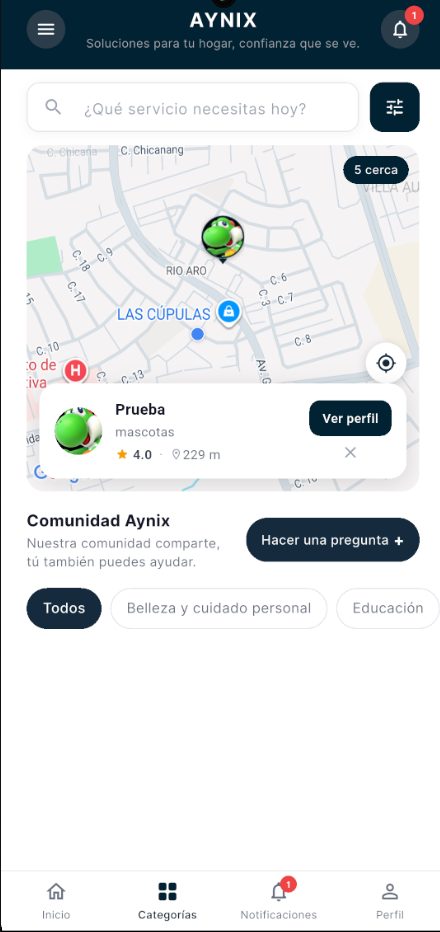 Servicios cerca de ti en el mapa