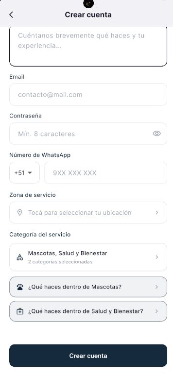 Crear cuenta de prestador en Aynix